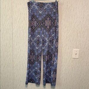 Geometric Blue Wide-Leg Alyx Large Women Pull on Pant